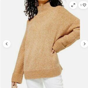 Topshop Women's Supersoft Wide Sleeve Turtleneck Sweater Long Sleeve Acrylic 10